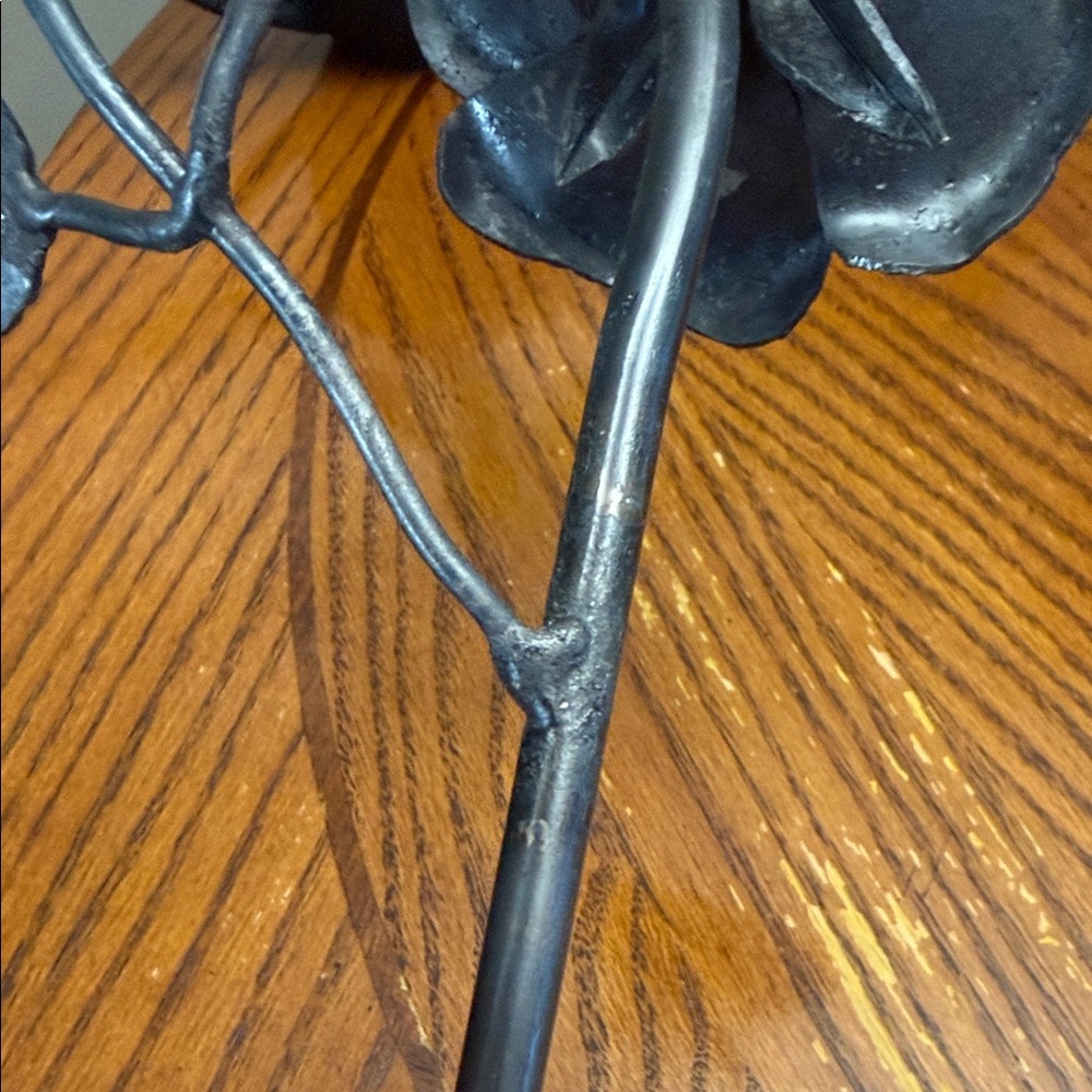 Welded Black Metal Steel Rose Hand-Forged Sculpture Blacksmith Metalwork - Picture 13 of 15